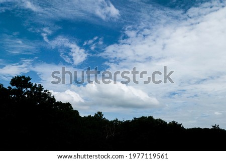 Sky and cloud concept Beautiful Blue sky and mountains. Beautiful Cumulus Cloud in the Bright Sky 