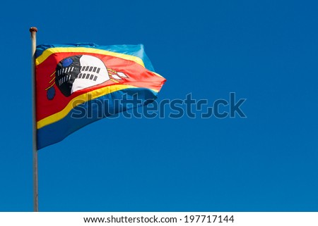 Swaziland Flag on a blue sky background