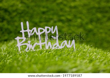 Happy Birthday sign is on green grass