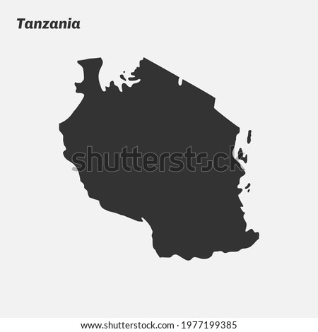 Tanzania map silhouette. Vector illustration.