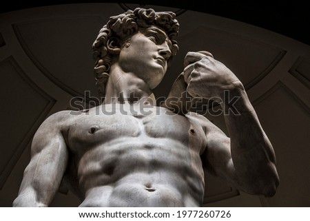 Michelangelo's David statue, Florence, Uffizi Museum Royalty-Free Stock Photo #1977260726