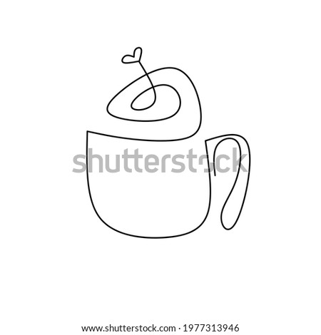 continuous line art or One Line Drawing coffee, warm. and coffee cup concept shop