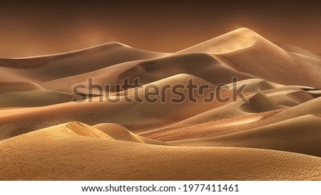 Beautiful Sand dune desert landscape in Saudi Arabia. Royalty-Free Stock Photo #1977411461