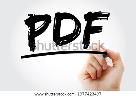 PDF - Portable Document Format acronym with marker, technology concept background
