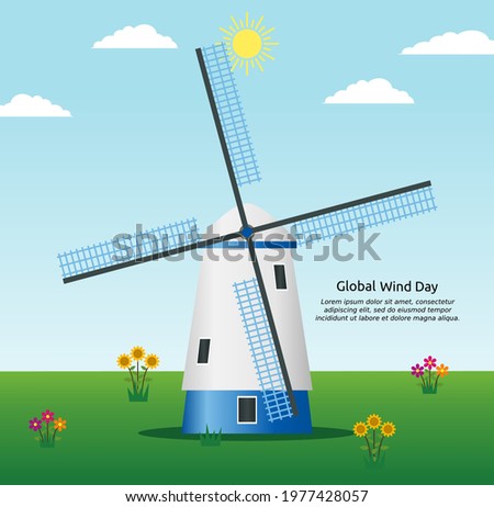 vector graphic of global wind day good for global wind day celebration. flat design. flyer design.flat illustration.