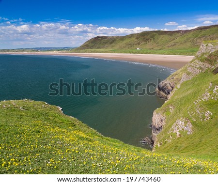 Overlooking Rhossili Bay on the Gower Peninsula, Wales UK Europe