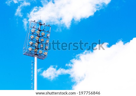 Sports spotlight and blue sky ,Sports spotlight of Stadium outdoor