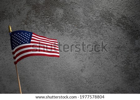 American Flag for Memorial Day, 4th of July or Labour Day on Dark Concrete Background