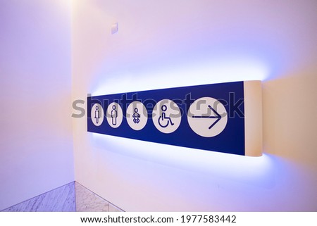 Restroom wayfinding icon sign indoor with LED light  