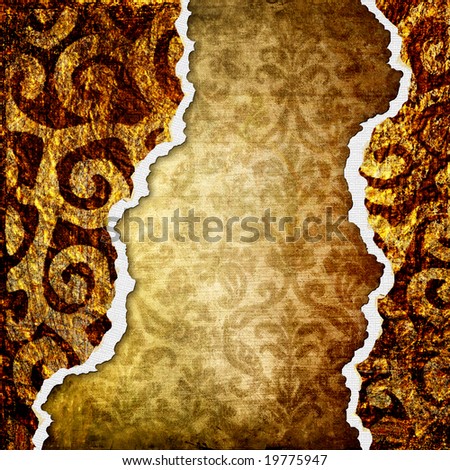 tattered framed background in golden-brown colors
