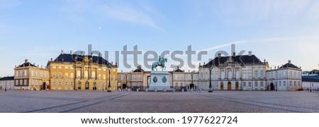 A panoramic shot of the home of danish royal family called by Amalienborg Palace, Copenhagen,Denmark