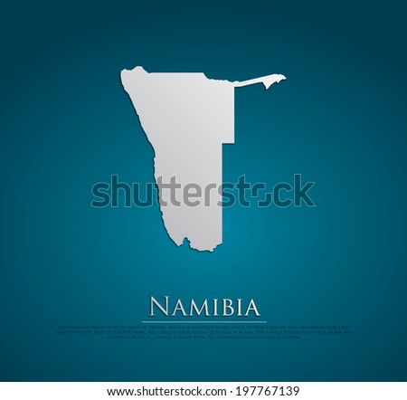 vector Namibia Map card paper on blue background, high detailed