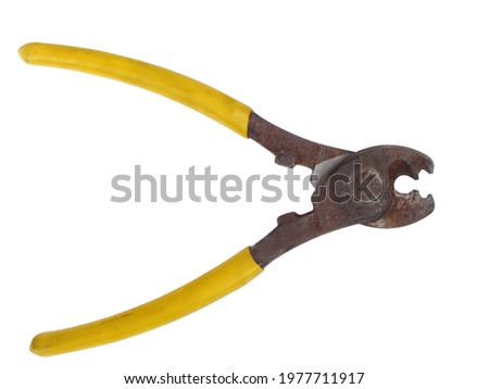 Old rusty pliers isolated on white background
