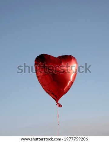 Heart love balloon sky red blue