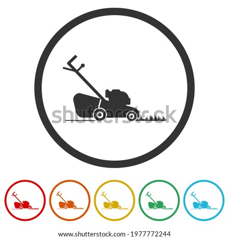 Mower ring icon isolated on white background color set