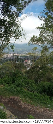 This is the view of Ruteng Town, Manggarai Regency, East Nusa Tenggara Province, Indonesia. The picture was taken from Golo Curu (Mary's Cave in the Hill of Curu - Manggarai Regency - Indonesia. 