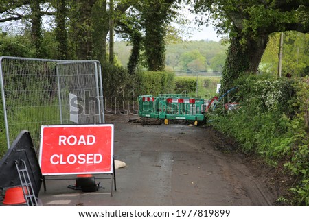 Country lane which has been shut for works