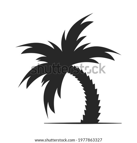Palm tree black silhouette icon isolated on white background. Flat style.