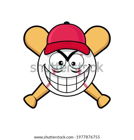Baseball ball smile cartoon mascot wearing hat vector graphics