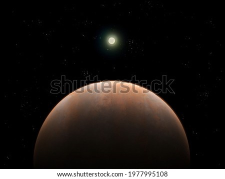 Brown planet is illuminated by a distant star