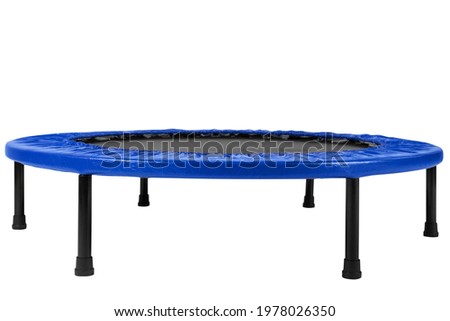 round fitness trampoline on legs, for training or for children, on a white background, side view, isolate Royalty-Free Stock Photo #1978026350