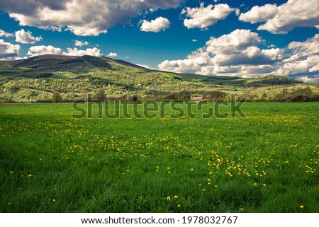 Landscape of beautiful mountain nature, clouds and lovely background for screensaver