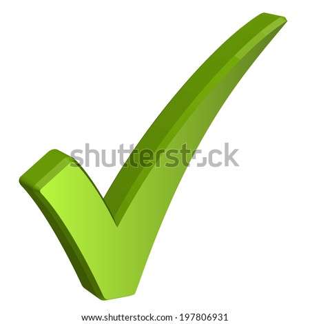 Green check mark in 3D Royalty-Free Stock Photo #197806931