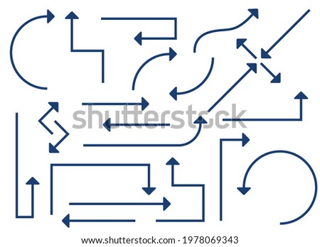 Arrows lines in different directions set vector illustration