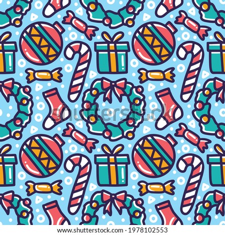 collection of christmas day pattern with icons and design elements