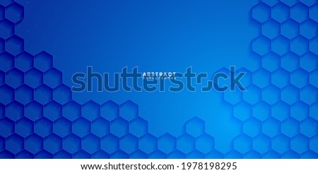 Modern abstract geometric hexagon shape blue background, Futuristic technology background with various technological elements,  Medical design, Fantasy hexagonal fractal design, Future texture