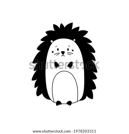 Vector illustration of a cute hedgehog isolated on white background.