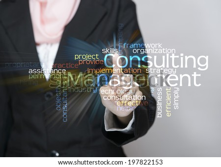 Executive press virtual Screen-"Consulting Management word cloud arrangement"