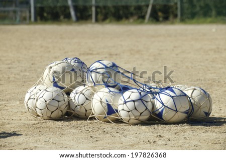 Soccer balls in net