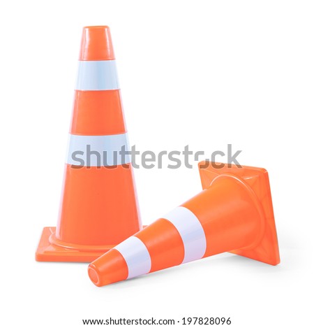 traffic cones on white background