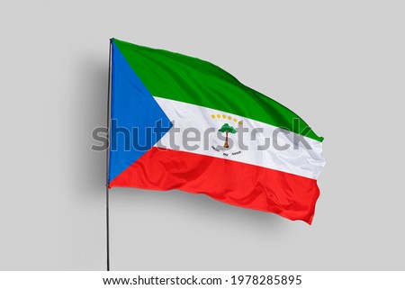 Equatorial Guinea flag isolated on white background with clipping path. close up waving flag of Equatorial Guinea. flag symbols of Equatorial Guinea.