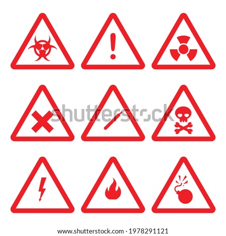 warning hazard signs vector illustration on white background