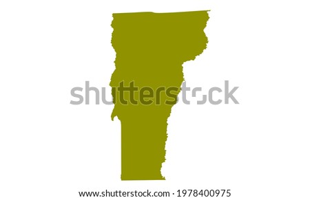 Yellow silhouette of Vermont state map in USA