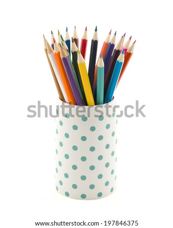 Colouring pencils on white background