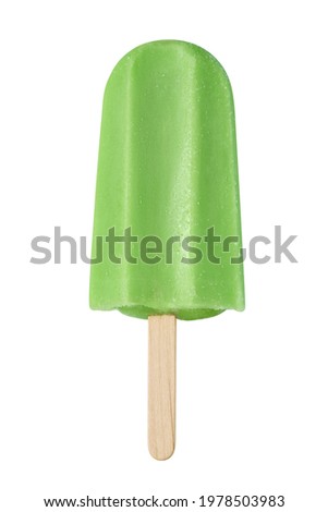 Green fruit or berry ice cream popsicle isolated on white background