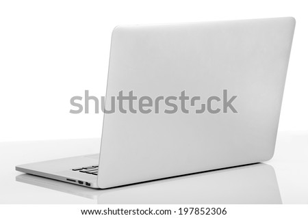 New laptop with a popular design. Isolated on white background
