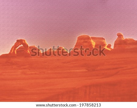 An abstract digitally altered image of Arches National Park in Moab, Utah.