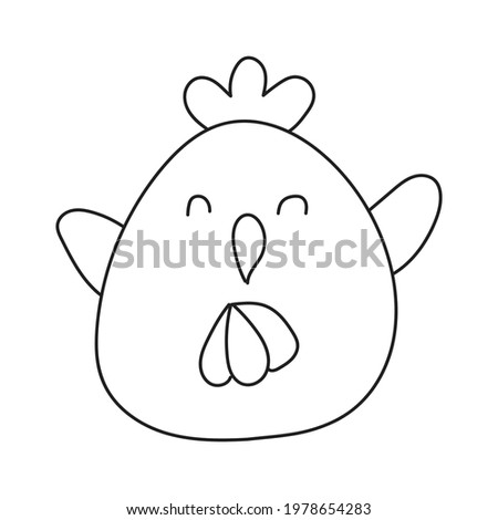 hand drawn doodle animal, cute funny chicken line drawing illustration