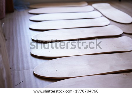 Deck of surf skate board, pure blank maple top of skate board surface part for making full of excite and extreme roller street with wheel. Street surf skate boarding sport.