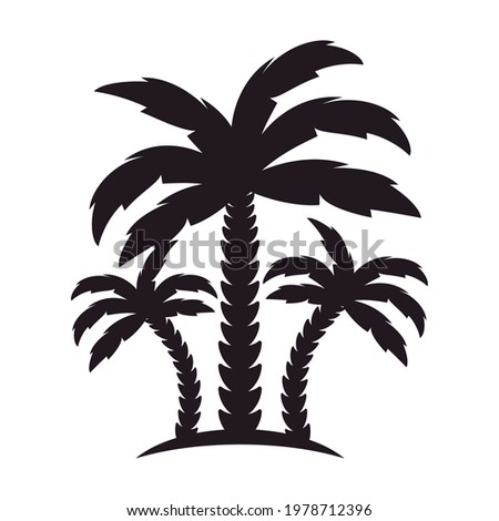 trees palms silhouettes figure icon