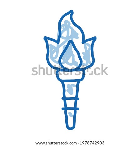 greek fire torch sketch icon vector. Hand drawn blue doodle line art greek fire torch sign. isolated symbol illustration