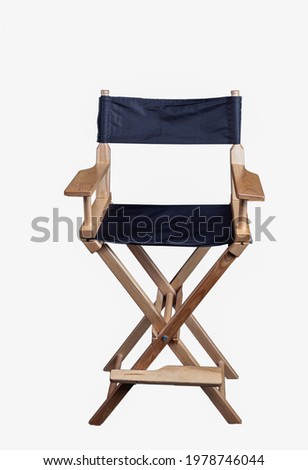 Wooden folding chair isolated on white background. Director's chair with black cloth Royalty-Free Stock Photo #1978746044