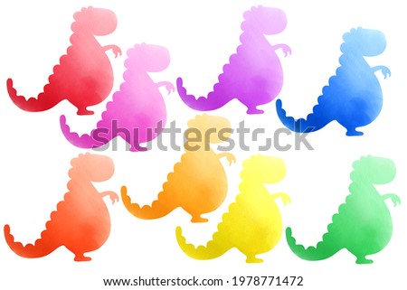 Colorful dinosaur silhouettes bundle. Sublimation backgrounds pack on white background