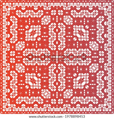 Antique talavera tiles patchwork. Colored design. Vector seamless pattern theme. Red mexican ornamental  decor for bags, smartphone cases, T-shirts, linens or scrapbooking.