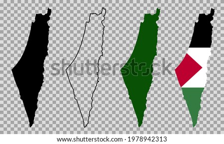 Set vector map flag of palestine isolated on white background. Vector illustration Royalty-Free Stock Photo #1978942313