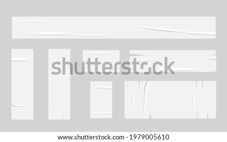 White glued tape patches set. Vector mockup Royalty-Free Stock Photo #1979005610